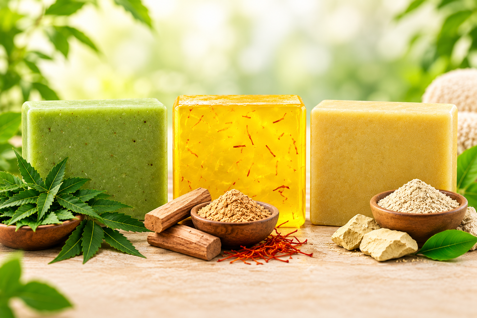 MoVedic Natural Herbal Soap Combo – Neem & Tulsi + Sandalwood & Saffron + Multani Mitti & Haldi MoVedic Natural Herbal Soap Combo – Neem & Tulsi + Sandalwood & Saffron + Multani Mitti & Haldi
